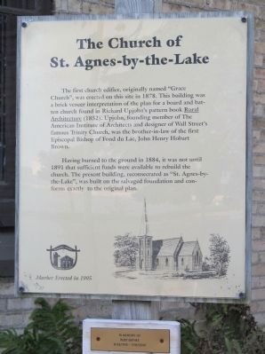 The Church of St. Agnes-by-the-Lake Marker. Click for full size. The Church of St. Agnes-by-the-Lake Marker image. Click for full size.