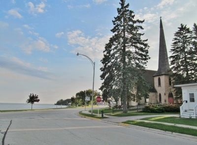 Lake Michigan and Church. Click for full size. Lake Michigan and Church image. Click for full size.
