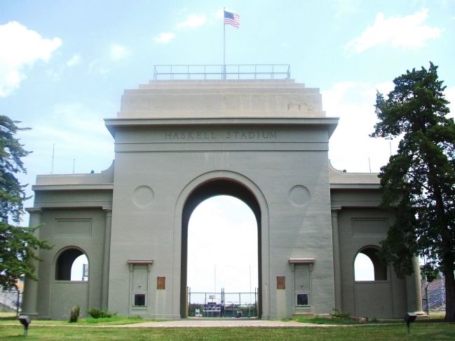 Haskell Stadium Memorial Arch image. Click for full size.