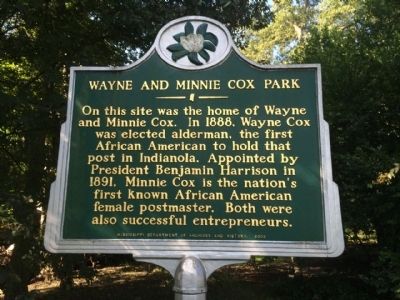 Wayne and Minnie Cox Park Marker image. Click for full size.