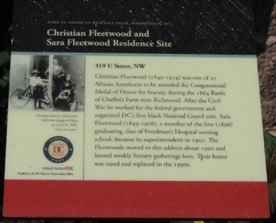 Christian Fleetwood and Sara Fleetwood Residence Site Marker. Click for full size. Christian Fleetwood and Sara Fleetwood Residence Site Marker image. Click for full size.