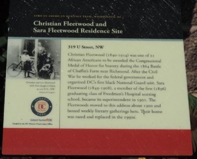 Christian Fleetwood and Sara Fleetwood Residence Site Marker image. Click for full size.