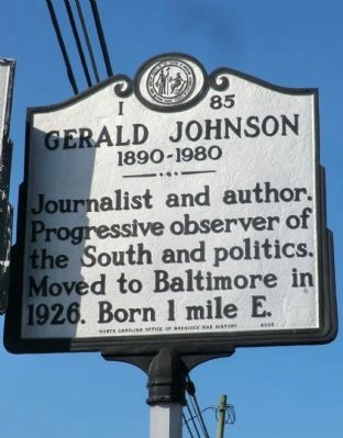 Gerald Johnson Marker. Click for full size. Gerald Johnson Marker image. Click for full size.