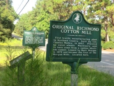 Murdoch Morrison Marker next to Original Richmond Cotton Mill marker. Click for full size. Murdoch Morrison Marker next to Original Richmond Cotton Mill marker image. Click for full size.
