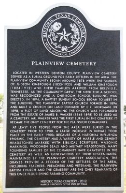 Plainview Cemetery Texas Historical Marker image. Click for full size.
