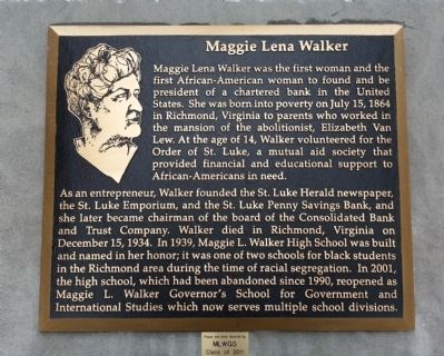 Maggie Lena Walker Marker image. Click for full size.