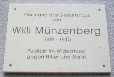 Willi Münzenberg Marker. Click for full size. Willi Münzenberg Marker image. Click for full size.