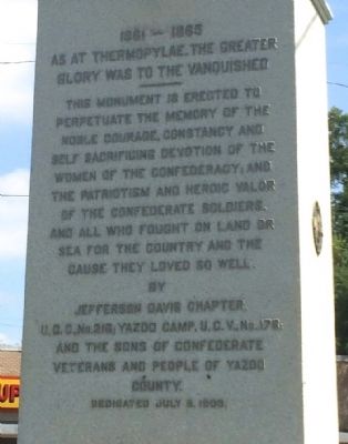 Yazoo City Civil War Memorial Marker image. Click for full size.