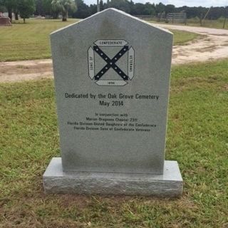 Oak Grove Cemetery Confederate Veterans Memorial reverse image. Click for full size.