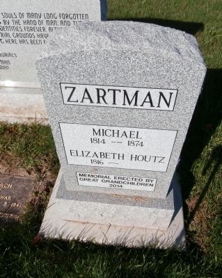 Front - - Zartman Cemetery Marker image. Click for full size.