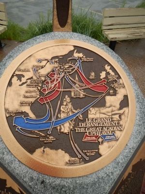 Medallion map showing Acadian deportation routes. Click for full size. Medallion map showing Acadian deportation routes image. Click for full size.