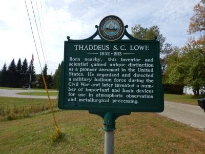 Thaddeus S.C. Lowe Marker. Click for full size. Thaddeus S.C. Lowe Marker image. Click for full size.