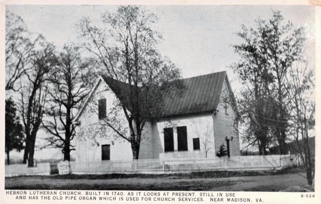 “Hebron Lutheran Church. Built in 1740. As it looks at present.” image. Click for full size.