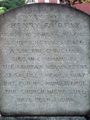 Henry Fairfax Marker. Click for full size. Henry Fairfax Marker image. Click for full size.