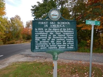 First Ski School in America Marker. Click for full size. First Ski School in America Marker image. Click for full size.
