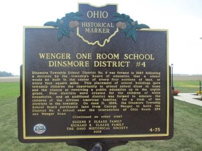Side A - - Wenger One Room School Marker image. Click for full size.