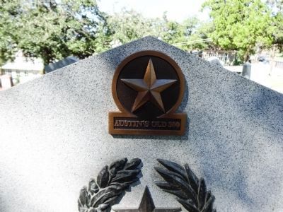Close up of Austin's Old 300 emblem on top of marker. image. Click for full size.