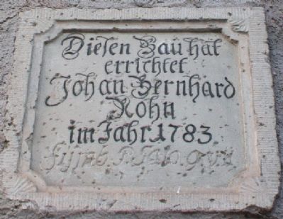 Engraved Stone Marker on Granary Wall. Click for full size. Engraved Stone Marker on Granary Wall image. Click for full size.
