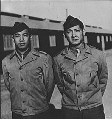 Chinese-Americans get officer rank. Camp Barkeley, Texas. image. Click for full size.