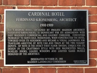Cardinal Hotel Marker image. Click for full size.