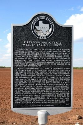 First Exploratory Oil Well in Taylor County Marker image. Click for full size.