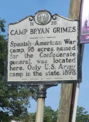 Camp Bryan Grimes Marker. Click for full size. Camp Bryan Grimes Marker image. Click for full size.