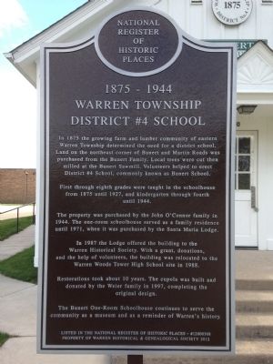Warren Township District No. 4 School Marker. Click for full size. Warren Township District No. 4 School Marker image. Click for full size.