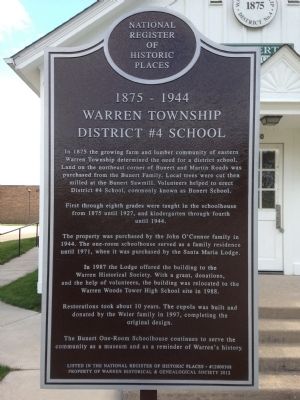 Warren Township District No. 4 School Marker image. Click for full size.