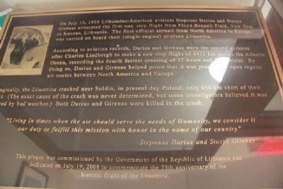 Lituanica Marker inside Ryan Visior Center at Floyd Bennett Field image. Click for full size.