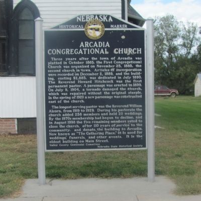 Arcadia Congregational Church Marker image. Click for full size.