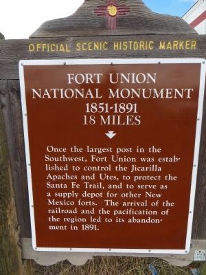 Fort Union National Monument Marker. Click for full size. Fort Union National Monument Marker image. Click for full size.