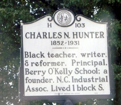 Charles N. Hunter Marker. Click for full size. Charles N. Hunter Marker image. Click for full size.
