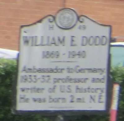 William E. Dodd Marker image. Click for full size.