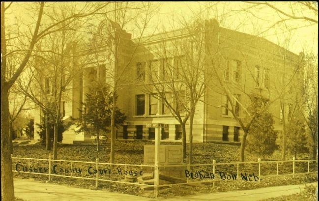 Site of First Custer County Courthouse Marker - Historic Postcard View image. Click for full size.