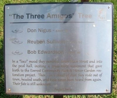 The "Three Amigos" Tree Marker. Click for full size. The "Three Amigos" Tree Marker image. Click for full size.