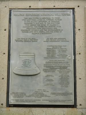 Halifax Explosion Memorial Bell Tower dedication plaque. image. Click for full size.