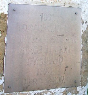 David Smith's Pony Express and Stage Station Overland Trail Marker. Click for full size. David Smith's Pony Express and Stage Station Overland Trail Marker image. Click for full size.