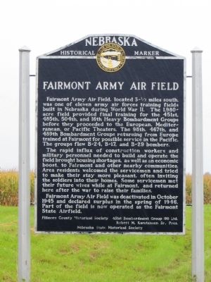 Fairmont Army Air Field Marker image. Click for full size.
