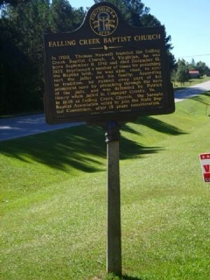 Falling Creek Baptist Church Marker. Click for full size. Falling Creek Baptist Church Marker image. Click for full size.