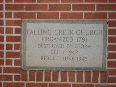 Falling Creek Baptist Church Cornerstone. Click for full size. Falling Creek Baptist Church Cornerstone image. Click for full size.