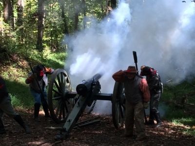 Reenactment of Cannon Fire. Click for full size. Reenactment of Cannon Fire image. Click for full size.