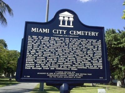 Miami City Cemetery Marker image. Click for full size.