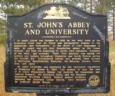 St. John's Abbey and University Marker image. Click for full size.