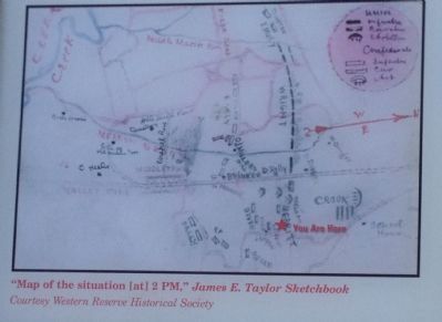 "Map of the situation [at] 2 PM," James E. Taylor Sketchbook image. Click for full size.