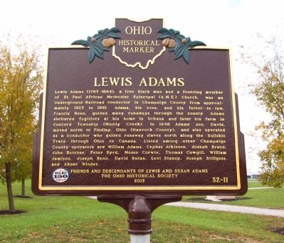 The Underground Railroad in Champaign County / Lewis Adams Marker. Click for full size. The Underground Railroad in Champaign County / Lewis Adams Marker image. Click for full size.