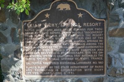 Ukiah Vichy Springs Resort Marker image. Click for full size.