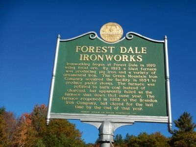 Forest Dale Ironworks Marker image. Click for full size.