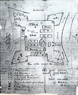 Fort Federal Hill<br>by a 5th New York soldier showing company assignments. Click for full size. Fort Federal Hill<br>by a 5th New York soldier showing company assignments image. Click for full size.