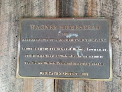 Wagner Homestead Marker at door of house image. Click for full size.