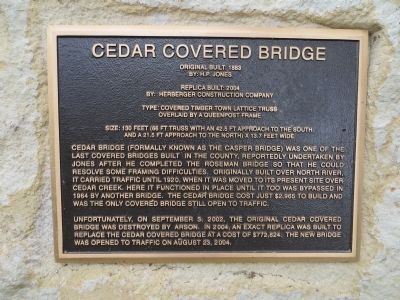 Cedar Covered Bridge Marker. Click for full size. Cedar Covered Bridge Marker image. Click for full size.